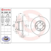 Brembo 2 x Solid Front Brake Discs 08.2565.30-x2