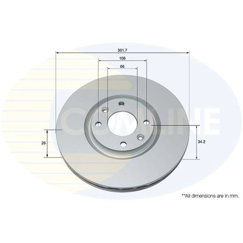 Comline 2 x Vented Front Brake Discs ADC1592V-x2