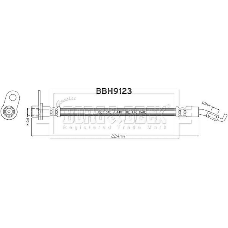 Borg & Beck Brake Hydraulic Hose Line outer BBH9123