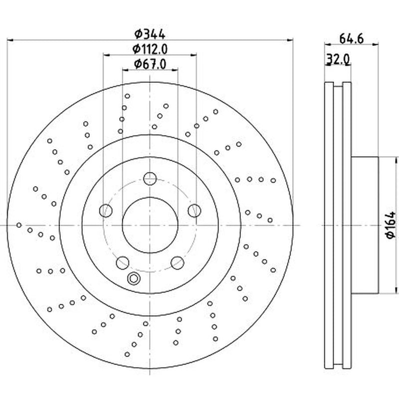 Mintex 2 x Perforated Front Brake Discs MDC2251-x2