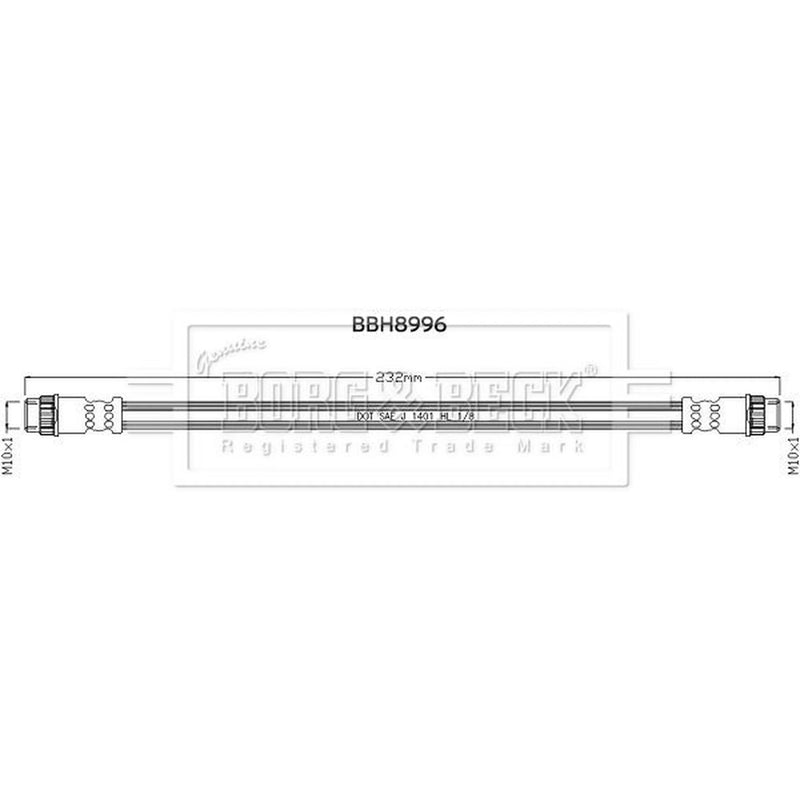Borg & Beck Brake Hydraulic Hose Line inner BBH8996