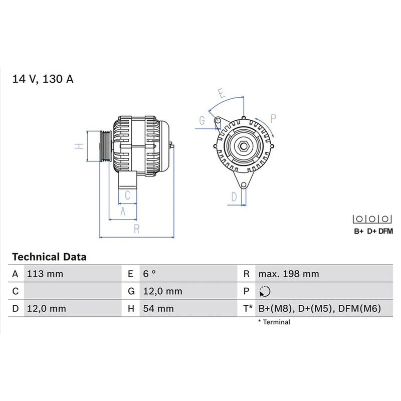 Bosch Car Alternator 12V 0 986 049 000