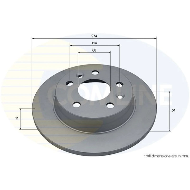 Comline 2 x Solid Rear Brake Discs ADC5349-x2