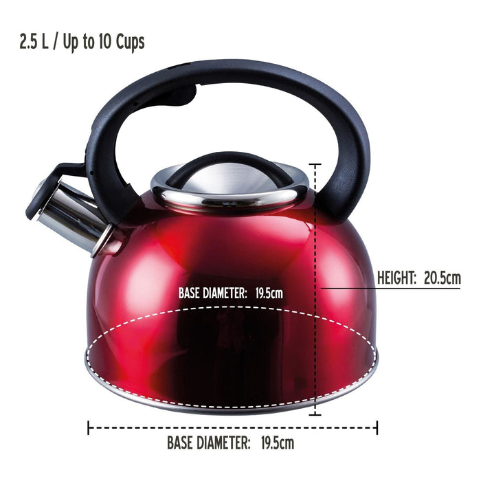 MDS1203 Liberty Red 2.5 Litre Whistling Kettle CW-T056-B1R - Liberty Leisure UK - Van Life Living