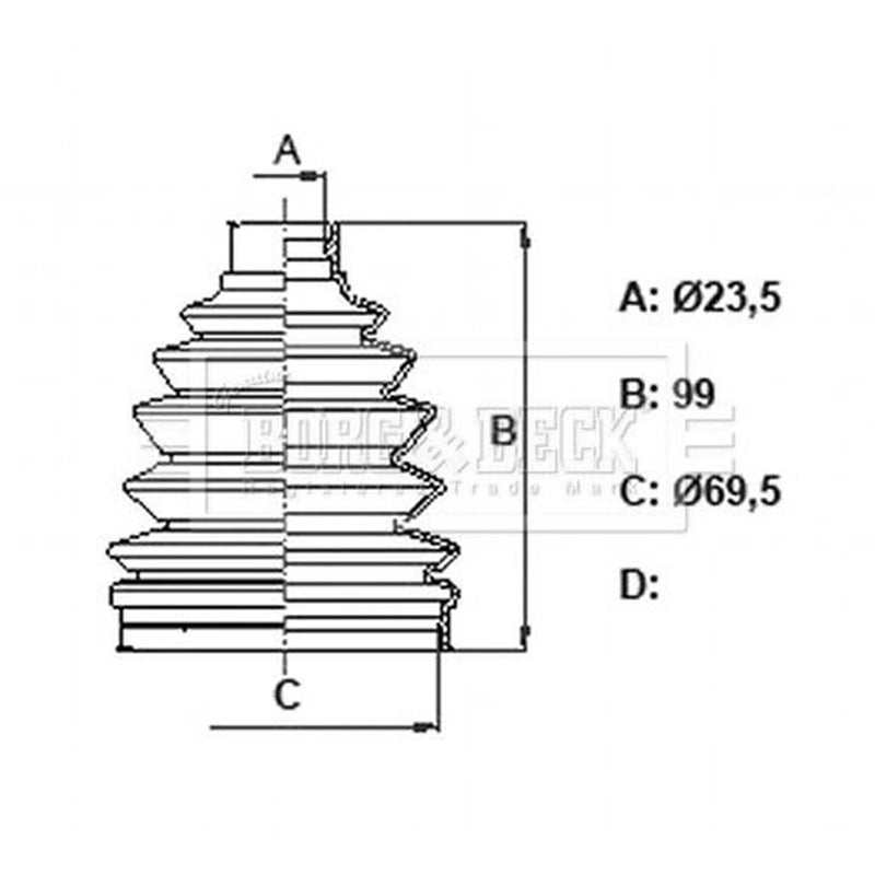 Borg & Beck Drive Shaft Bellow Kit Wheel Side Thermoplast BCB6166