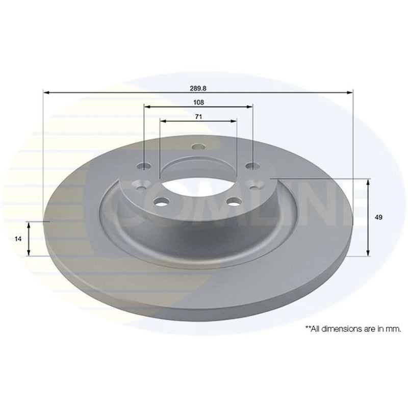 Comline 2 x Solid Rear Brake Discs ADC1581-x2