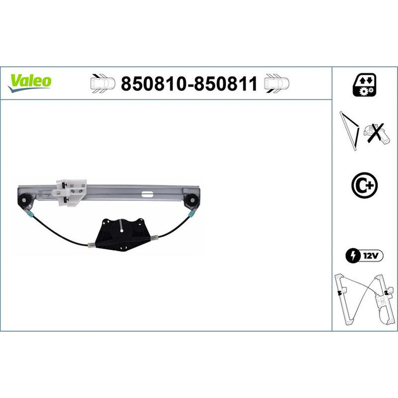 Valeo Electric Window Regulator Lifter Right Rear 850811