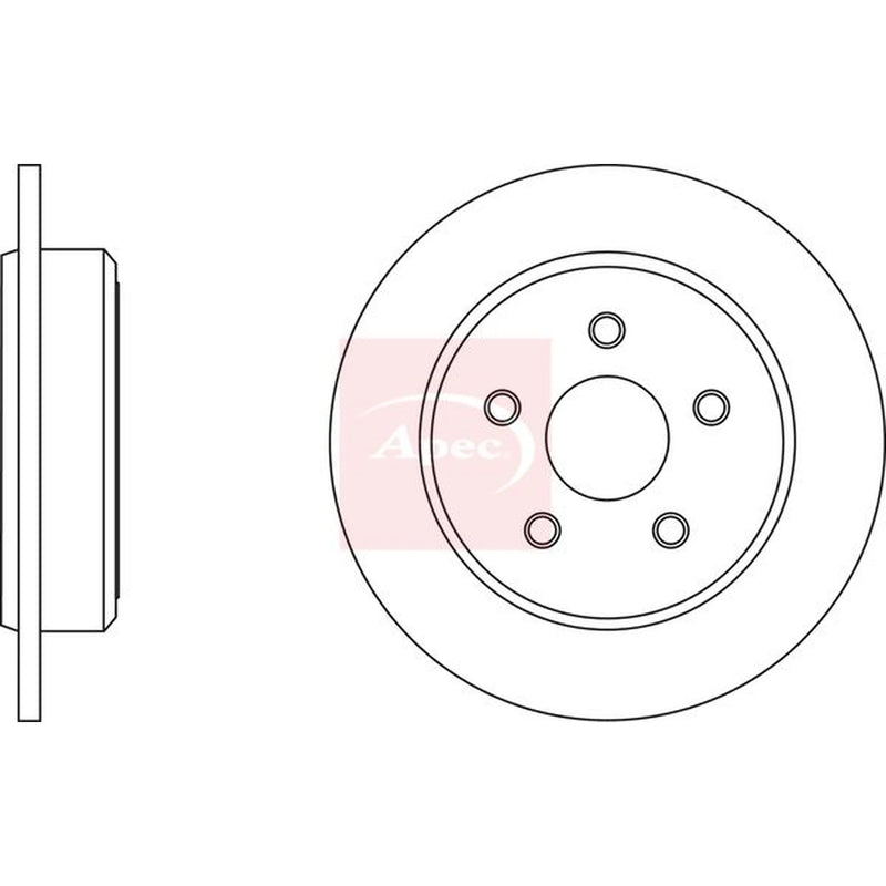 Apec 2 x Solid Rear Brake Discs DSK2562-x2