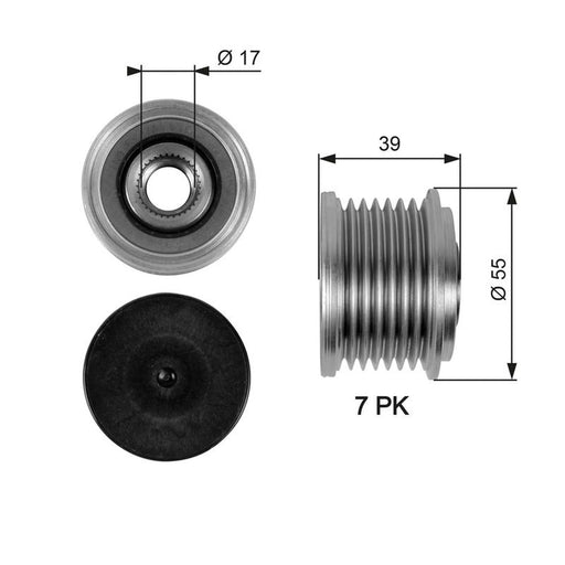 Gates Alternator Overrunning Freewheel Clutch OAP7065