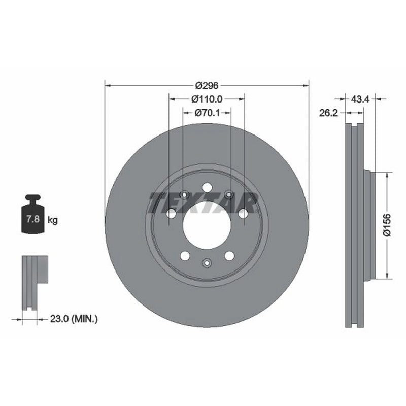 Textar 2 x Vented Front Brake Discs 92270605