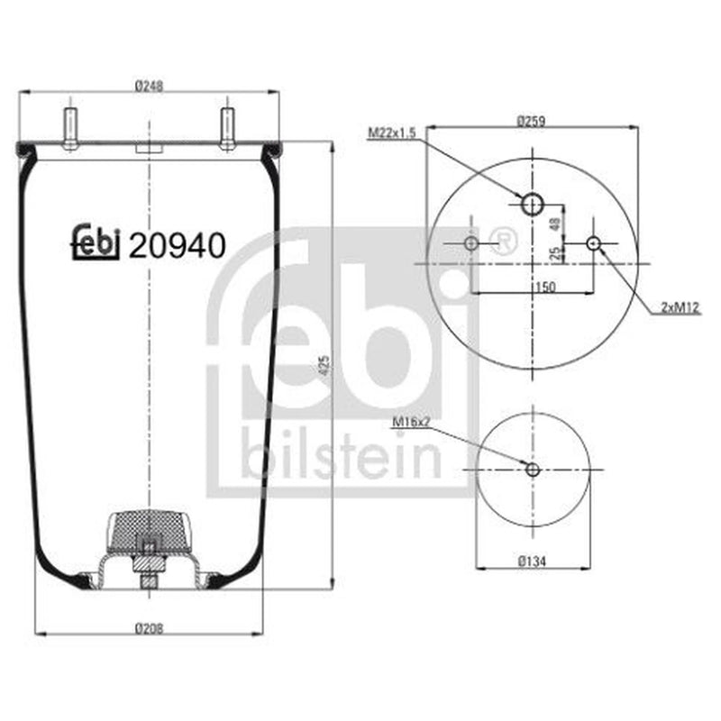 Febi Air Suspension Bellow 260mm 20940