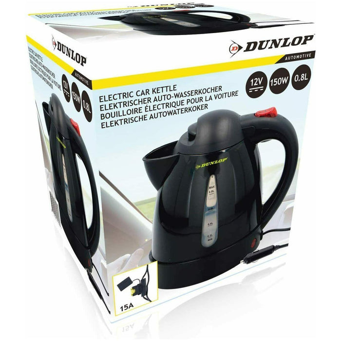 12V In Car Dunlop Kettle 0.8 Litre 150W 12 Volt Caravan Van 4X4 Boat Travel - Dunlop - Van Life Living