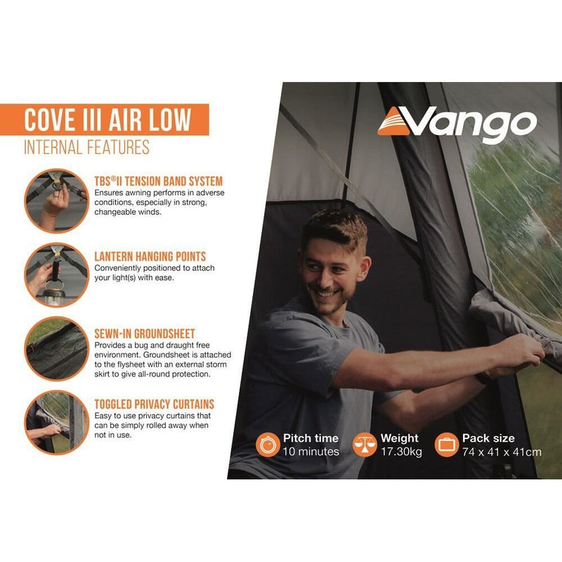 Vango Cove III Air Low Drive Away Awning Low Cloud Grey - Vango - Van Life Living