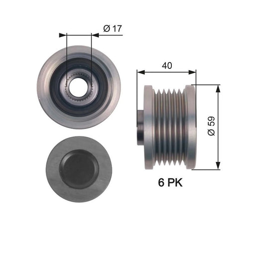 Gates Alternator Overrunning Freewheel Clutch OAP7144