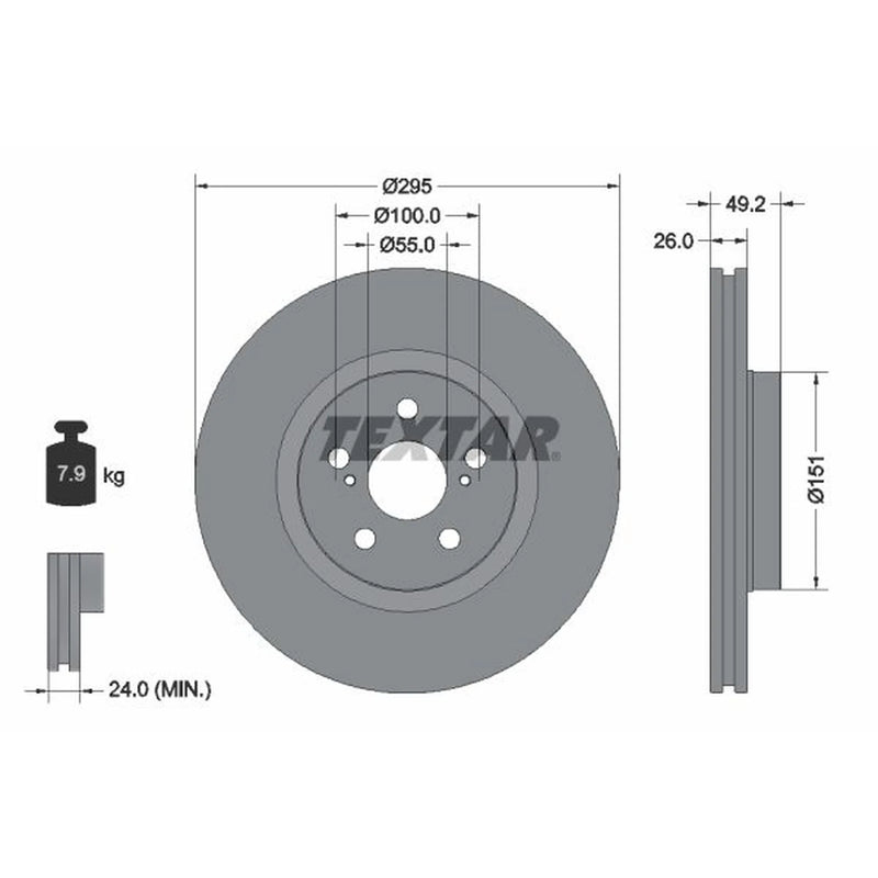 Textar 2 x Vented Front Brake Discs 92135603