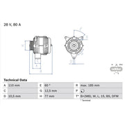 Bosch Car Alternator 12V 0 986 042 360