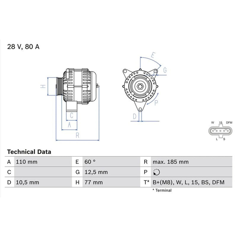 Bosch Car Alternator 12V 0 986 042 360