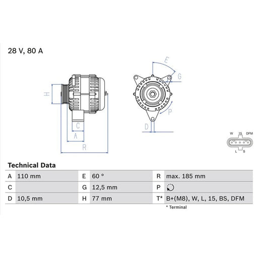 Bosch Car Alternator 12V 0 986 042 360