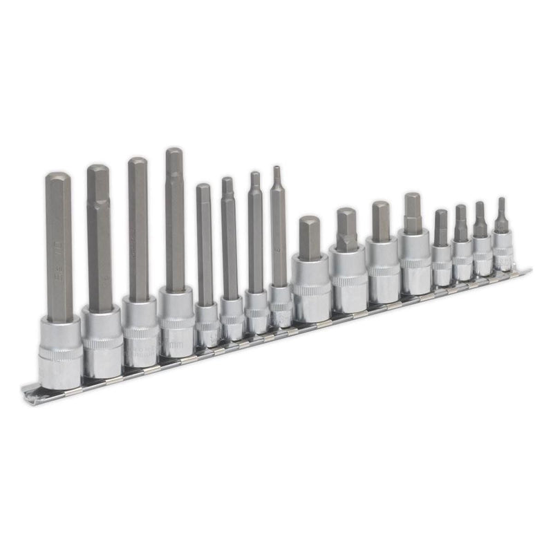 Sealey Hex Socket Bit Set 16pc 1/4" & 3/8"Sq Drive AK6219 Sealey  - Town Parts