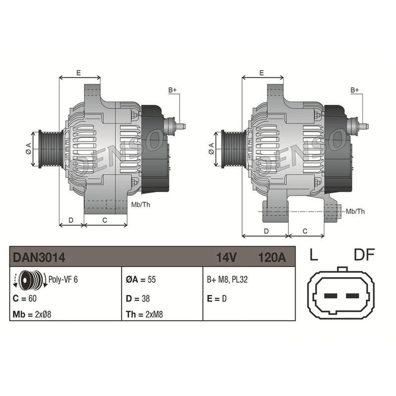 Denso Car Alternator 12V fits Dacia Duster 2010-2018 1.5