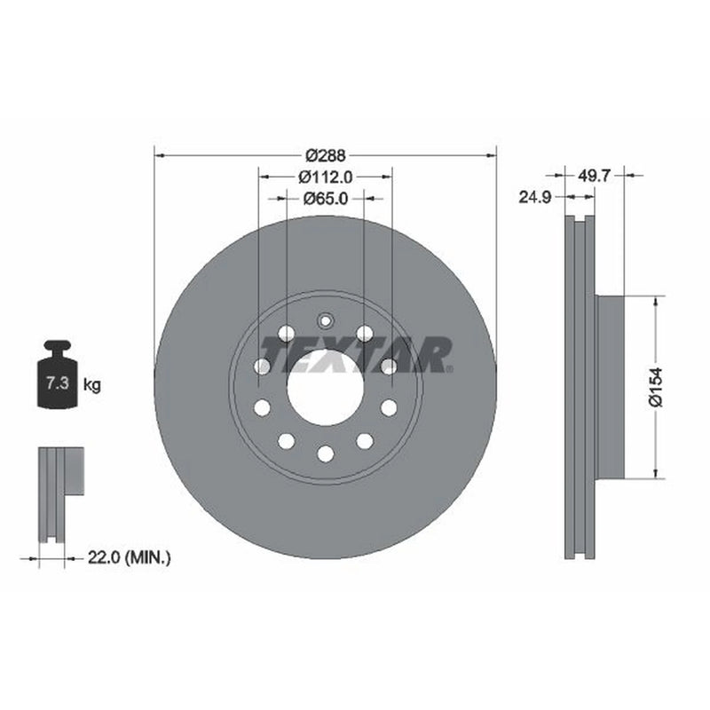 Textar 2 x Front Brake Discs 92120805-x2
