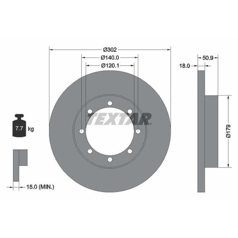Textar 2 x Solid Rear Brake Discs 92230803-x2