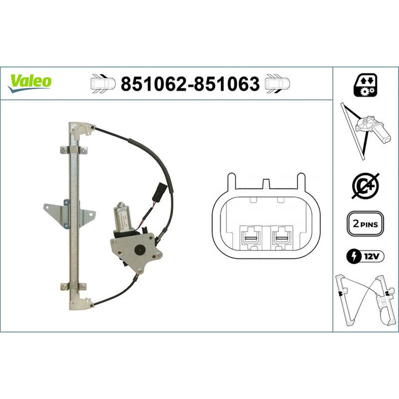 Valeo Electric Window Regulator Lifter Left Front 851062