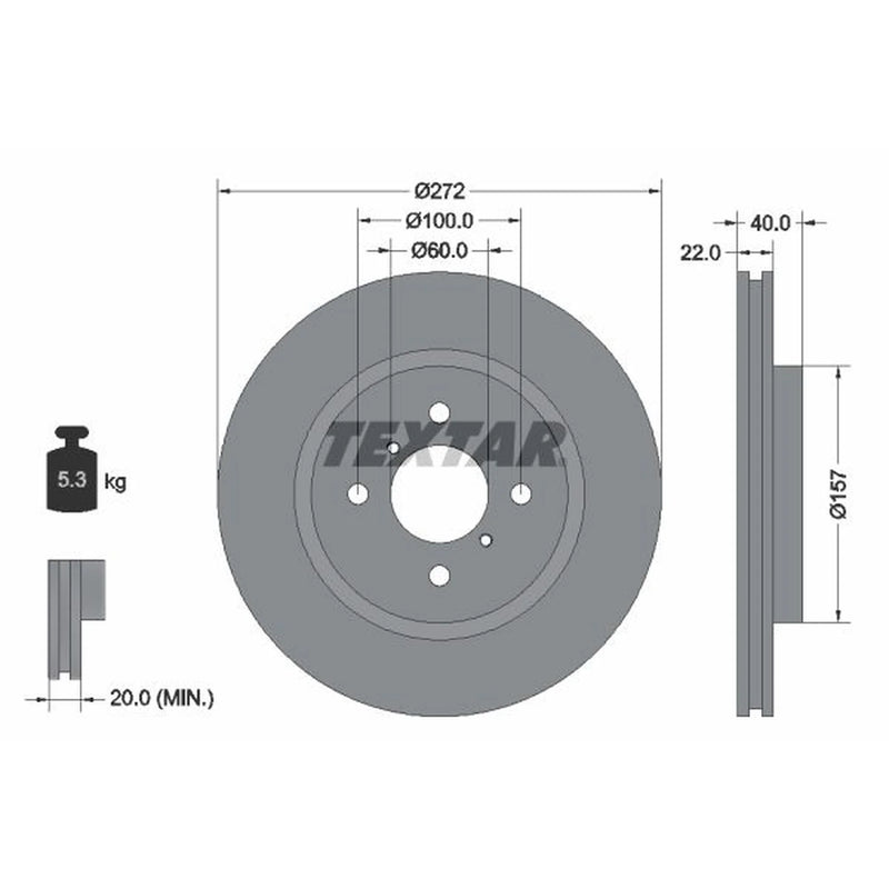 Textar 2 x Vented Front Brake Discs 92255303