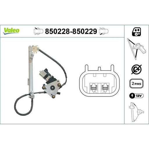 Valeo Electric Window Regulator Lifter Right Rear 850229