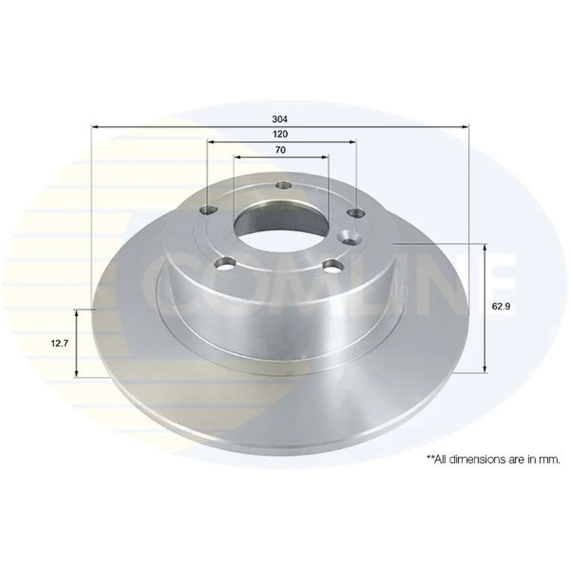 Comline 2 x Solid Rear Brake Discs ADC1307-x2