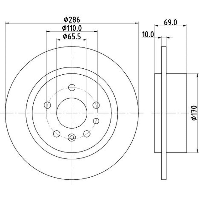 DON 2 x Solid Rear Brake Discs PCD14682
