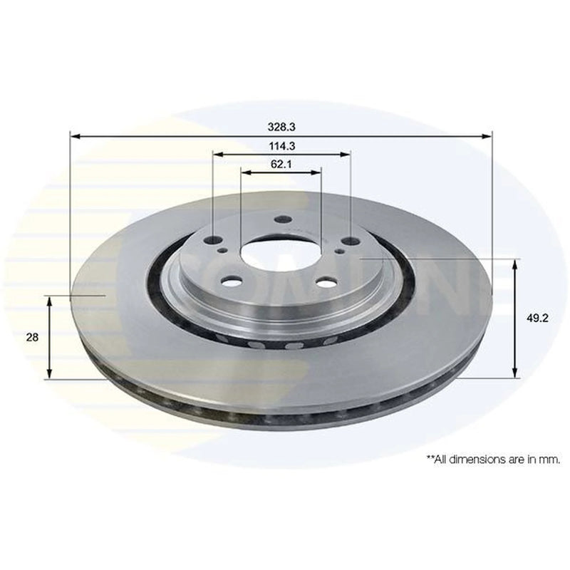 Comline 2 x Vented Front Brake Discs ADC2515V-x2