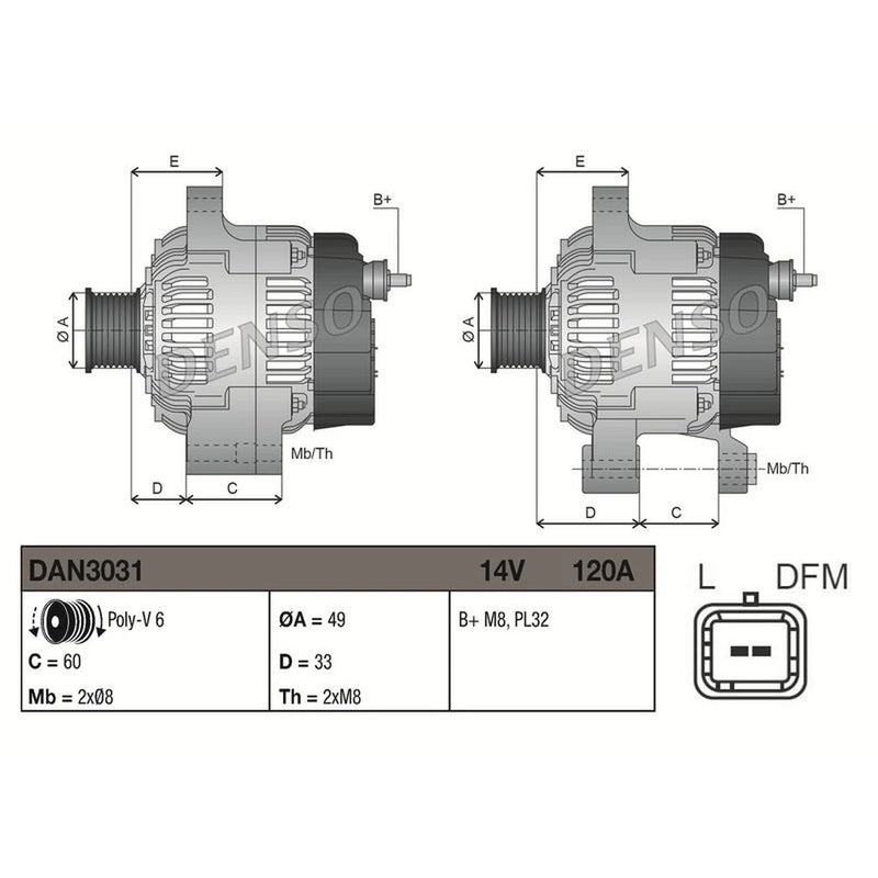 Denso Car Alternator 12V DAN3031