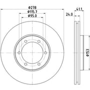 Mintex 2 x Internally Vented Front Brake Discs MDC822T-x2