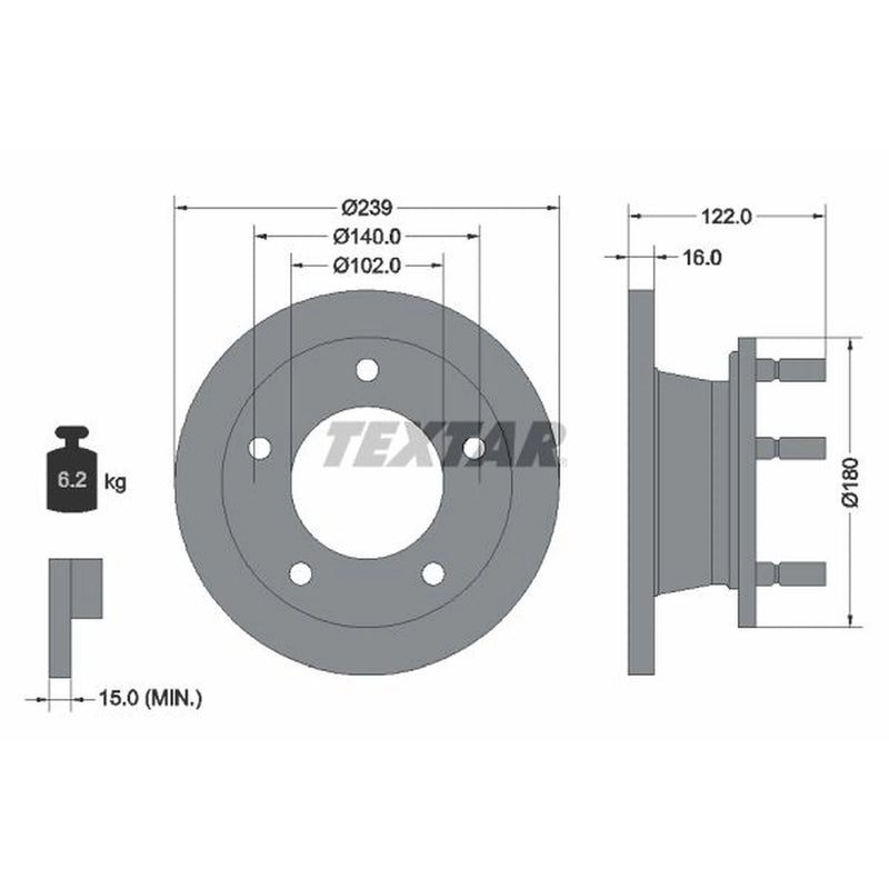 Textar 2 x Solid Brake Discs 92038900
