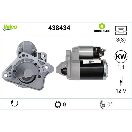 Valeo Starter Motor 12V 1.1kW 8 Teeth 438434