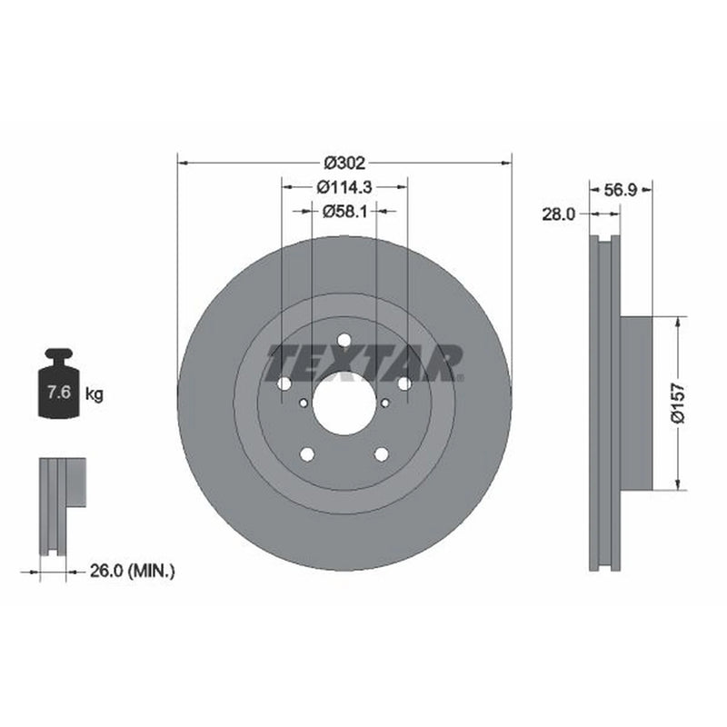 Textar 2 x Vented Front Brake Discs 92286203-x2