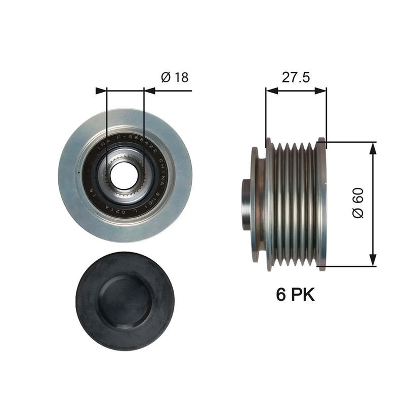 Gates Alternator Overrunning Freewheel Clutch OAP7176