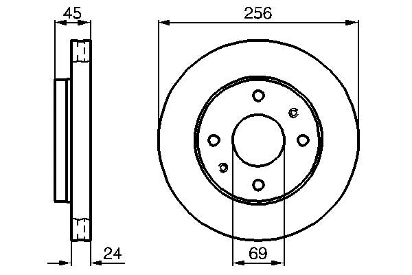 Bosch 2 x Vented 256mm Brake Disc 0986478531