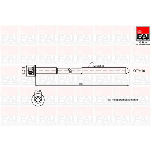 FAI Cylinder Head Bolt Set M10 x 1.25 B701
