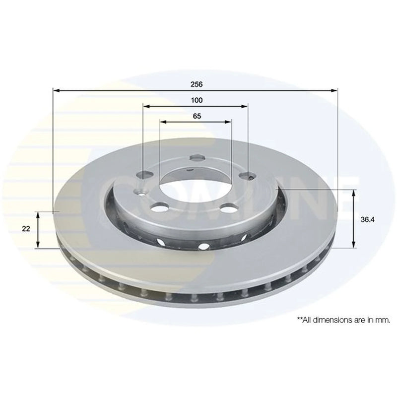 Comline 2 x Vented Rear Brake Discs ADC1447V-x2