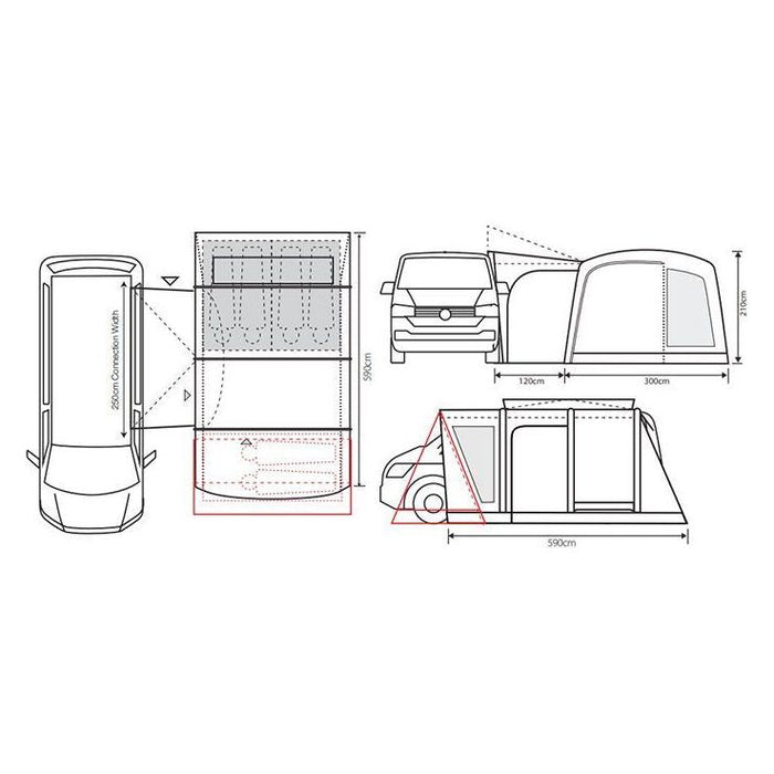 Outdoor Revolution Cayman Cacos SL PC Air Driveaway Awning Mid (210-255) - Outdoor Revolution - Van Life Living