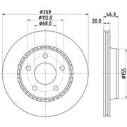 DON 2 x Externally Vented Rear Brake Discs PCD15352-x2
