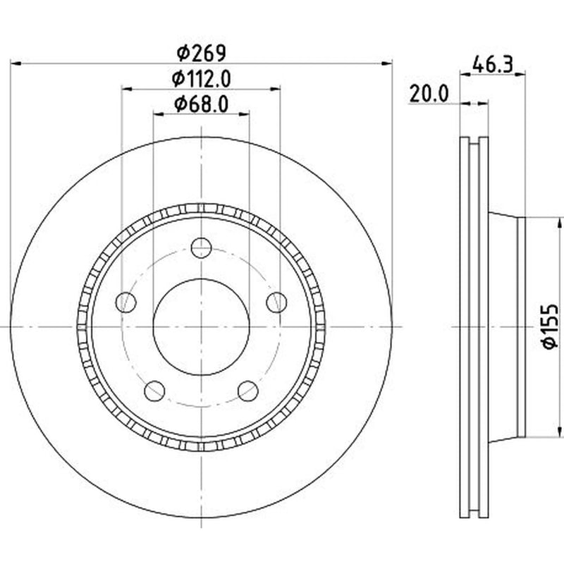 DON 2 x Externally Vented Rear Brake Discs PCD15352-x2