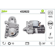 Valeo Starter Motor 12V 1.2kW Teeth 432622
