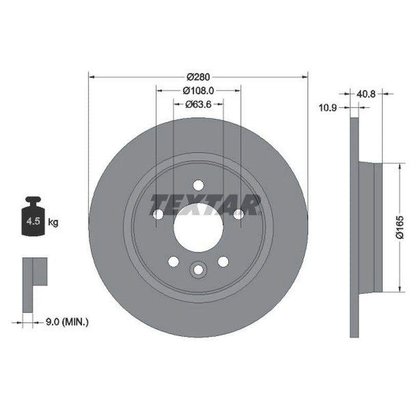 Textar 2 x Solid Rear Brake Discs 92255603-x2
