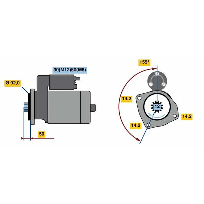 Bosch Starter Motor 24V 6.2kW 12 Teeth 0 986 022 980