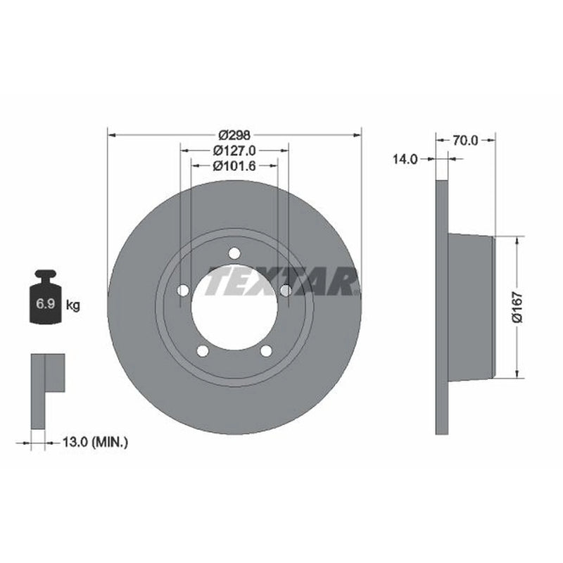 Textar 2 x Solid Front Brake Discs 92040600-x2