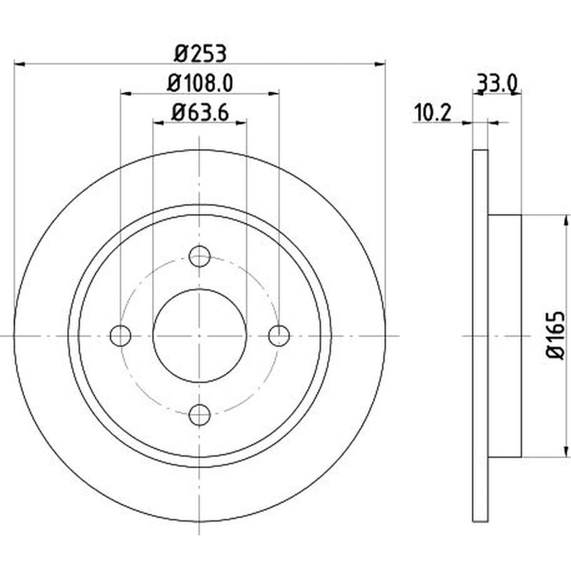 Mintex Mintex Rear Brake Disc Kit solid 253mm MDK0184