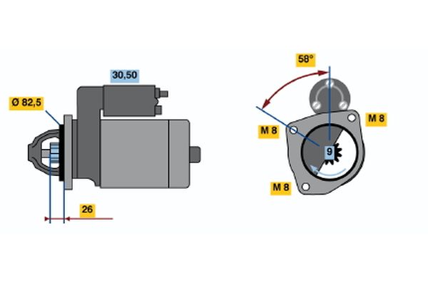 Bosch Starter Motor V kW Teeth 0986017020